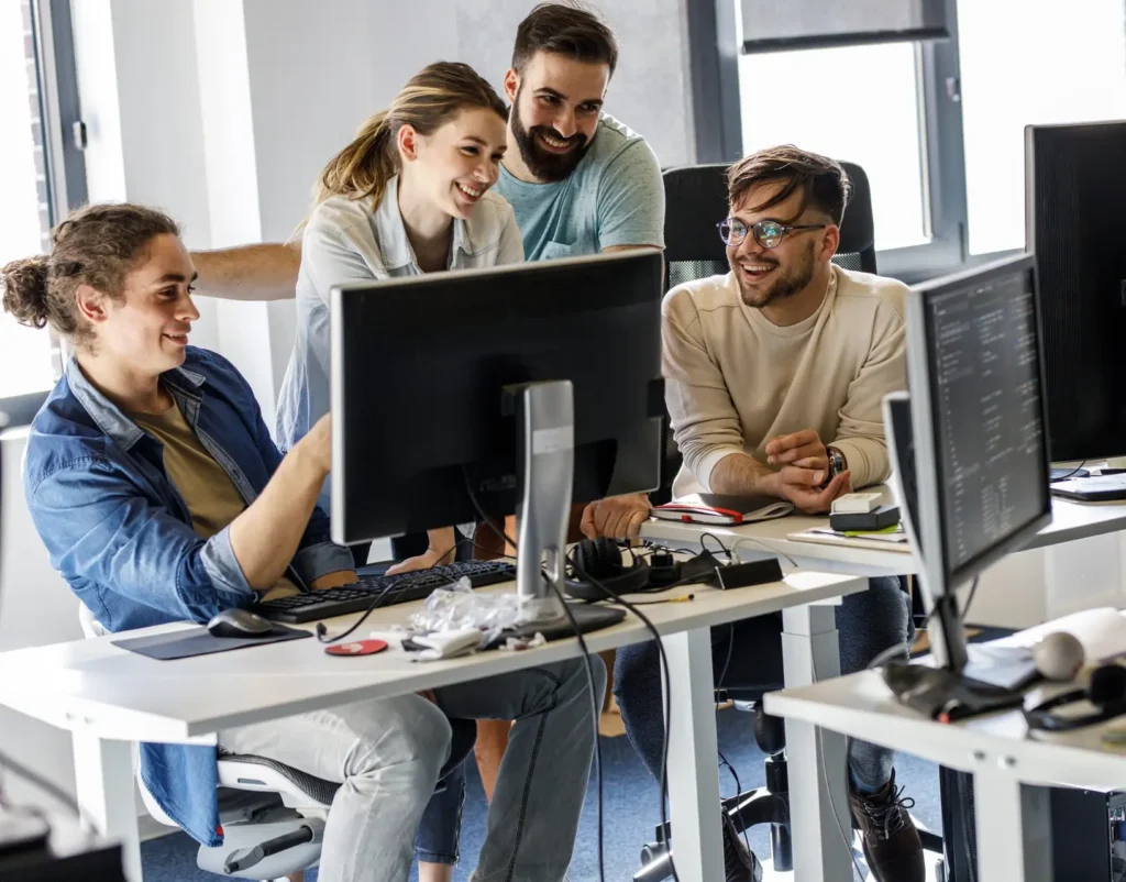 Group,Of,Programmers,And,Game,Developers,Working,On,A,New